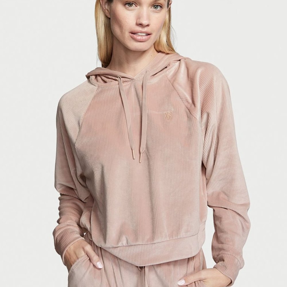 VS ribbed velour pullover hoodie large